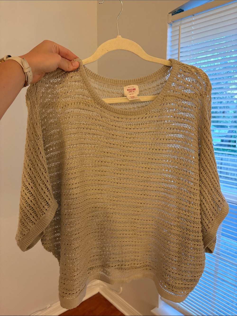 Mossimo Supply Co. Open-Knit Boxy Sweater in Beige